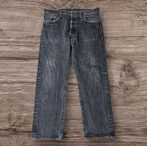 VTG 1990s Levi's 501 Button Fly Jeans Black Denim 36x30 (Actual 34x30) Pants